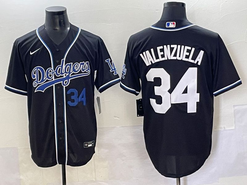 Men 2025 Los Angeles Dodgers #34 Valenzuela Black Three generations Fashion Nike MLB Jersey style 7045